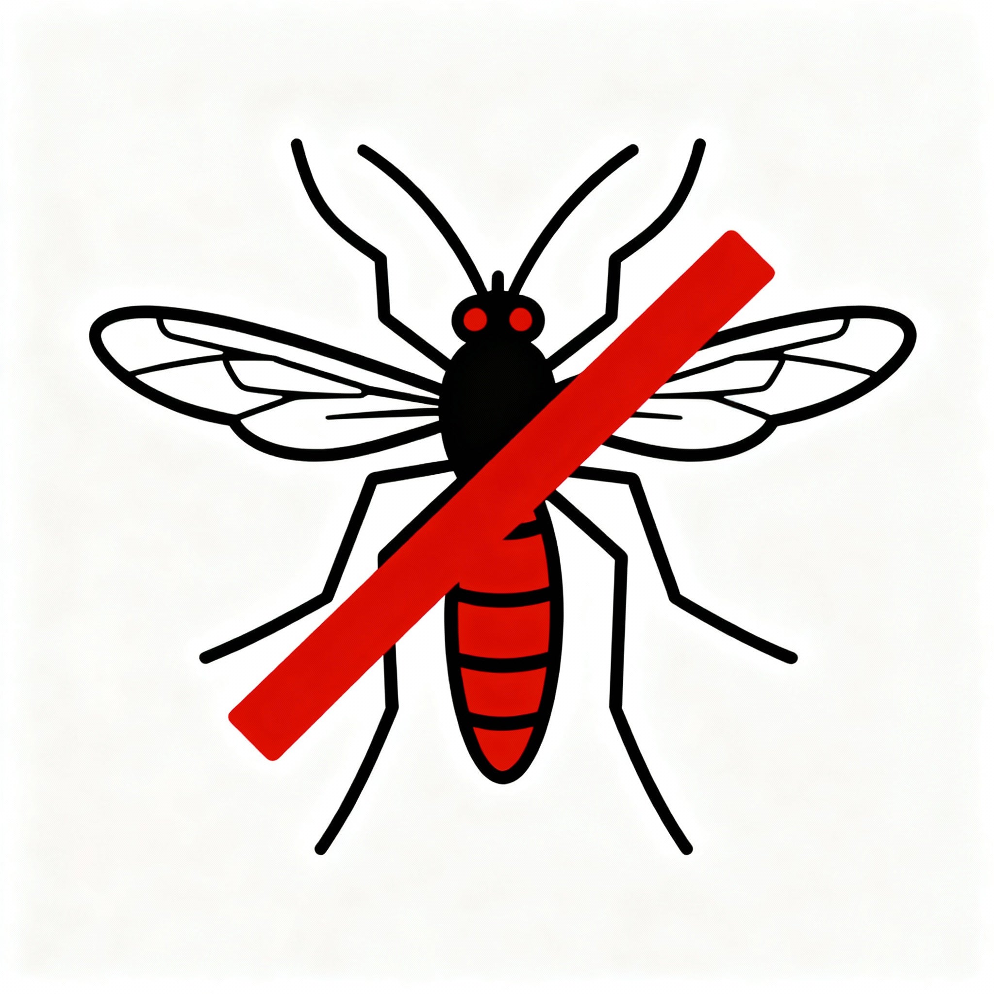 Cartoon mosquito icon with red slash