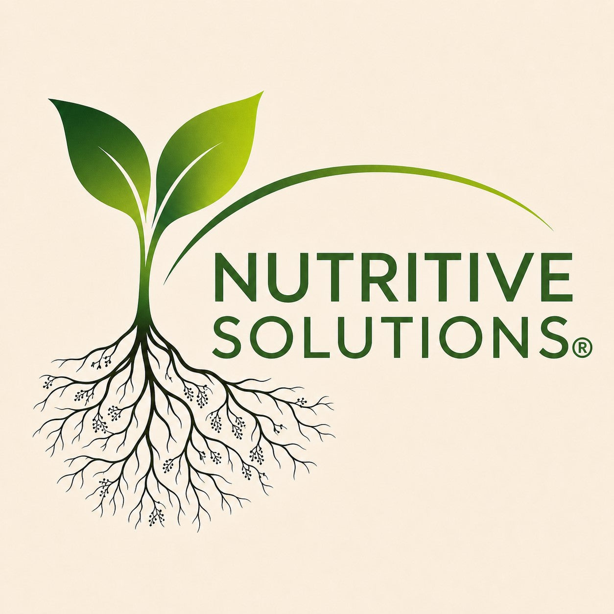 Nutritive Solutions® logo with green leaf-and-roots graphic