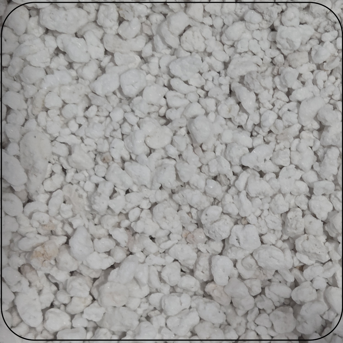 Coarse white perlite granules in a bag