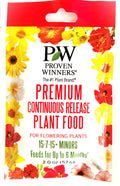Continuous release flowering plant food packet with Proven Winners Premium branding